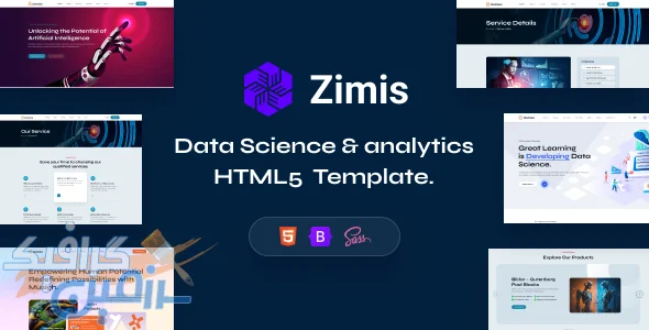 دانلود قالب HTML5 Zimis - نسخه کامل برای طراحی سایت های علوم داده و تحلیل