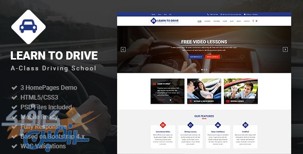 دانلود قالب سایت LearnToDrive – قالب HTML آموزشگاه رانندگی