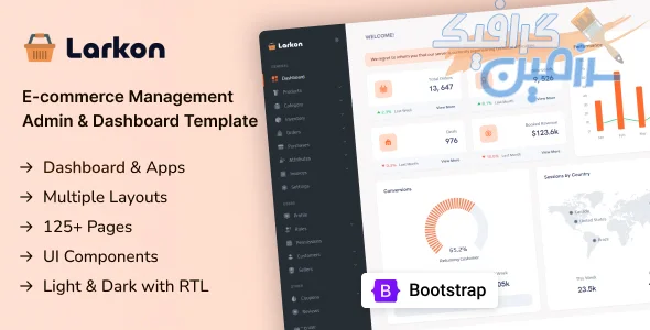 دانلود رایگان Larkon 5.3.3 - قالب HTML کامل برای مدیریت فروشگاه آنلاین و داشبوردهای مدیریتی