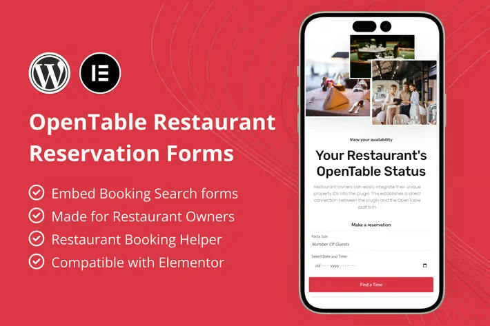 افزونه وردپرس OpenTable Restaurant Reservation Forms for Elementor