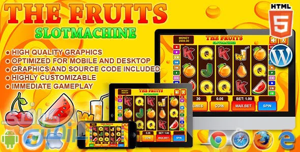 دانلود بازی HTML5 حرفه ای Slot Machine The Fruits
