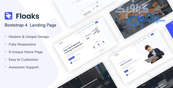 دانلود قالب سایت Floaks – قالب صفحه فرود مدرن بوت استرپ ۴