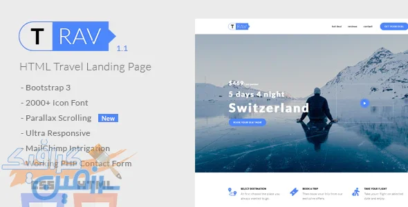 دانلود قالب سایت Trav – قالب صفحه فرود گردشگری HTML