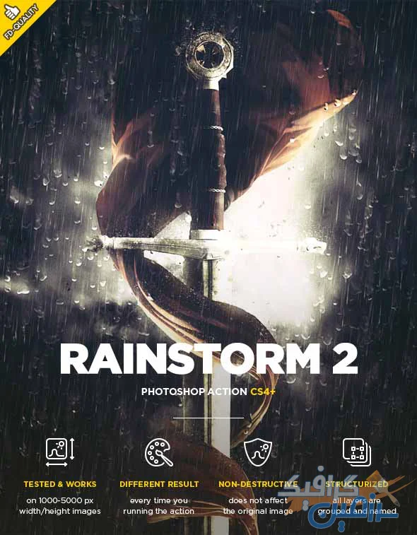 دانلود اکشن فتوشاپ Rainstorm 2 – اعمال افکت باران شدید روی تصاویر