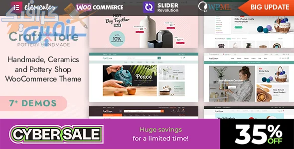 دانلود قالب وردپرس CraftXtore v1.6.4 برای فروشگاه آنلاین صنایع دستی، سرامیک و سفال