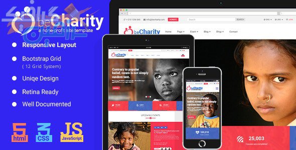 دانلود قالب سایت beCharity – قالب خیریه و کمک مالی حرفه ای HTML5