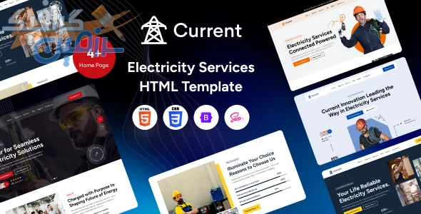 دانلود قالب HTML خدمات برق Current - نسخه کامل و آماده برای استفاده