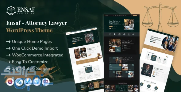 دانلود قالب وردپرس وکالت و حقوقی Ensaf v1.0 | پوسته حرفه ای Attorney Lawyer