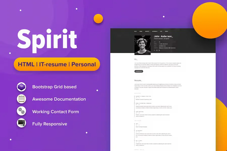 دانلود قالب سایت SpirIT – قالب نمونه کار برای توسعه دهندگان و برنامه نویسان